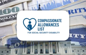 Logo of Compassionate Allowances List Set Against An Array Of Social Security Disability Cards